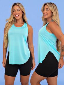Kit Of 3: Women's Fitness Set - Top, Shorts, Pocket Tank Top, Dry Fit, Gym - Tarelles - Màu xanh nhạt - Xem 5