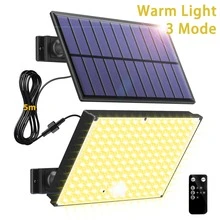 Solar Powered Warm Light Wall Lamp - Outdoor Solar Powered Detachable Wall Lamp With 5m Extra Long Cable, Flexible Placement Without Location Restrictions. 400 LED Beads, For Indoor And Outdoor Use. IP65 Waterproof Rating, With Motion Sensor And Remote Control, 3 Brightness Levels, Suitable For Garage/Pathway/Yard Lighting. - Warm Light - View 13