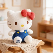 Đồ chơi nhồi bông Hello Kitty của MINISO Sanrio, cao 8 inch, kiểu dáng cổ điển, hình thú ngồi, búp bê nhồi bông KT đáng yêu, gối trang trí nhà cửa hình hoạt hình, quà tặng sinh nhật và Giáng sinh. - Màu xanh lam - Xem 5