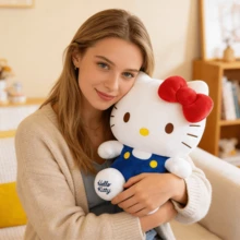 Đồ chơi nhồi bông Hello Kitty của MINISO Sanrio, cao 8 inch, kiểu dáng cổ điển, hình thú ngồi, búp bê nhồi bông KT đáng yêu, gối trang trí nhà cửa hình hoạt hình, quà tặng sinh nhật và Giáng sinh. - Màu xanh lam - Xem 2