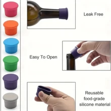 6/12pcs Reusable Silicone Wine Bottle Stoppers, Multi-Functional Airtight Bottle Caps Fit For Red Wine, Champagne, Condiment Bottles Of Various Mouth Sizes, Leak-Proof & Preservative - Multicolor - View 7