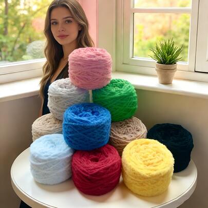 1 لفة من خيط الشينيل السميك، خيط الشينيل الناعم المتجمد، مناسب للحياكة اليدوية، البطانيات السميكة الفاخرة، مشاريع الحرف اليدوية DIY، كل لفة 2.82 أونصة/80 جرام، مشاريع الحياكة اليدوية - مثالية لحياكة الأحذية والأوشحة والبطانيات والمزيد!