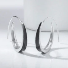 1对女士时尚波西米亚风不对称耳环，简约设计，适合日常佩戴和特殊礼物 - 復古銀色 - 查看 2