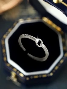 1 pièce Bague géométrique creuse minimaliste en argent sterling S925, convient aux petites filles, aux faveurs de fête, aux récompenses en classe, aux cadeaux d'anniversaire - géométrie - Voir 8