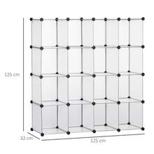 Self-Assembly Cube Storage System, 16 Cube Storage Boxes, Plastic Cabinet, 125 X 32 X 125 Cm - trắng - Xem 1