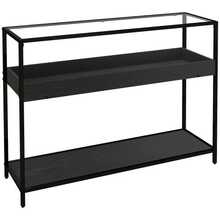 Two-Shelf Entryway Console Table With Glass Top And Shoe Storage, Steel, Black, 100 X 30 X 78 Cm - Black - View 5