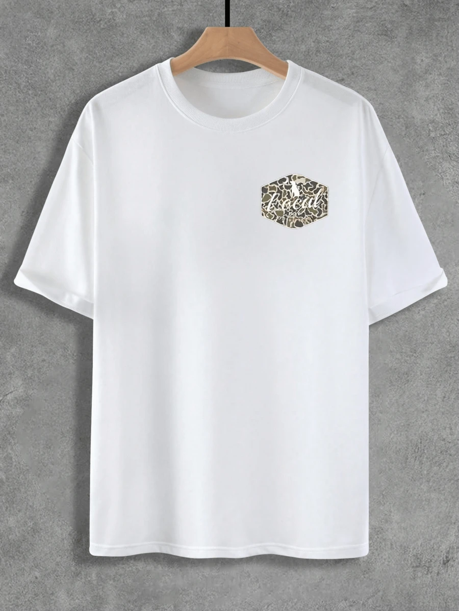 Local Boy Outfitters Camouflage Dog T-Shirt - Classic Camouflage Design With A Minimalist Logo, Ideal For Outdoor Adventures And Casual Wear. Comfortable Unisex T-Shirt. - White - View 1
