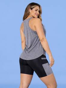 Kit Of 3: Women's Fitness Set - Top, Shorts, Pocket Tank Top, Dry Fit, Gym - Tarelles - 灰色 - 查看 2