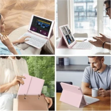 [Wireless Keyboard Case With Mouse] Wireless Bluetooth Keyboard Case With Detachable Wireless Mouse, Compatible With IPad Air 1/Air 2/Air 3/Air 4/Air 5/6, Compatible With IPad 5th/6th/7th/8th/9th/10th/11th Gen, Compatible With IPad Pro 12.9" (2020/2021/2022), Compatible With IPad Pro 11" (2018/2020/2021/2022), Galaxy Tab And Redmi Pad SE - Soft TPU Back Cover, Magnetic Detachable, With Pen Slot - Multicolor - View 5