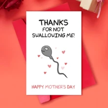 Humorous Father's Day Mother's Day Greeting Card Cartoon Design, 'From Your Best Swimmer' 'Thanks For Not Swallowing Me' Personalized Message For Dad, Animal & Abstract Theme, English Language Suitable For All Occasions April Fool's Day Father's Day, Mother's Day Card Thanksgiving Day ﻿ - A - View 11