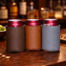 Personalized Leather Can Cooler With Initials,Personalized Cooler,Leather Can Cooler,Custom Can Cooler,Men Bar Gift,Groomsmen Gift,Engraved Cooler,Faux Leather Gift,Bar Accessories,Initials Cooler,Man Cave Gift,Fathers Day Gift,Custom Drinkware,Beer Cooler Gift - Brown - View 8