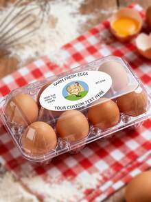 Custom Egg Carton Labels Personalized Farm Fresh Eggs Stickers Oval Vintage Chicken Design DIY Egg Box Packaging Label With Custom Text Rustic Farm Style For Chicken Eggs Storage Gift Farmers Market Small Business Branding Home Farm Kitchen Decor Perfect Gift For Special Occasions & Celebrations-Great For Mother's Day - Oval - View 3