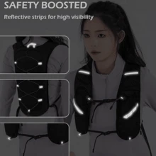 Ultralight Night Reflective Running Bag Cycling Backpack - (Without Water Bottle) Breathable, Lightweight Hiking Backpack With Water Bottle Storage Space, Black Polyester, Suitable For Outdoor Sports And Festivals, Cycling Backpack - 黑色 - 查看 7