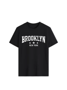 3pcs/Set Summer New Simple American Letter Design Graphic Print Casual Round Neck Short Sleeve T-Shirt, Fashionable & Versatile Women Tops - Black and White and Pink - View 8