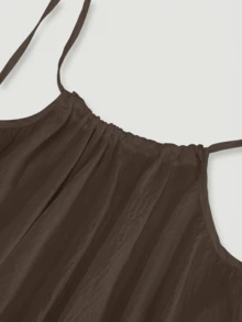 Backless Cami Dresses For Women Cami Lounge Dress Backless Solid Color Sleeveless House Dress Long Sundress With Back Tie - Brown - View 4