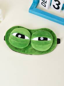 1 pieza Máscara de ojos para dormir con diseño de dibujos animados, Cubierta de ojos de peluche para dormir - Verde - Ver 5