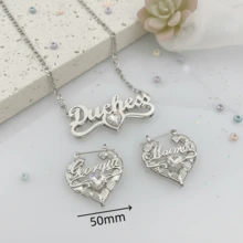 Bộ trang sức đá quý sinh nhật cá nhân hóa - Dây chuyền và bông tai khoen khắc tên theo yêu cầu kèm đá sinh nhật, dây chuyền kim cương, bông tai khoen khắc tên, trang sức đá quý sinh nhật, quà tặng cho phụ nữ và thiếu nữ, quà tặng trang sức mạ vàng sang trọng. - Nhiều màu - Xem 11