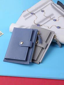 Letter Pattern Fashion 2-Fold Multi-Card Slot Zipper Short Wallet & Card Holder For Women Mini Wallet Small Wallet Card Wallet Beach Essentials Vacation Purse Beach Purse Vintage Wallet Purse Wallet Teacher Accessories Cute Purses - Blue - View 2