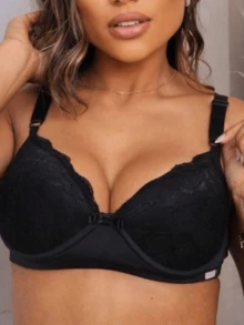 Set Of 3 Lace Bras With Adjustable Straps, Reinforced Cups, Comfortable, Premium Polyamide - 3 Black - View 2