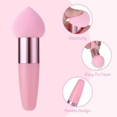 4/3/1 Pcs Pink Makeup Sponge Set, Including Makeup Sponge With Handle, Powder Puff, And Makeup Sponge. These Makeup Tools Can Be Used For Wet And Dry Application Of Foundation, Concealer, Powder, And Cream. Affordable Makeup Tools, Ideal As A Gift For Women.