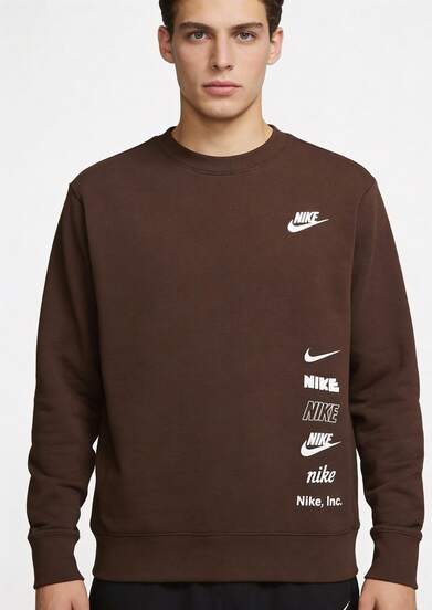  Nike Knit Crew Neck All-Match Warm Solid Color Pullover Sweatshirt, Unisex, DX0782-227