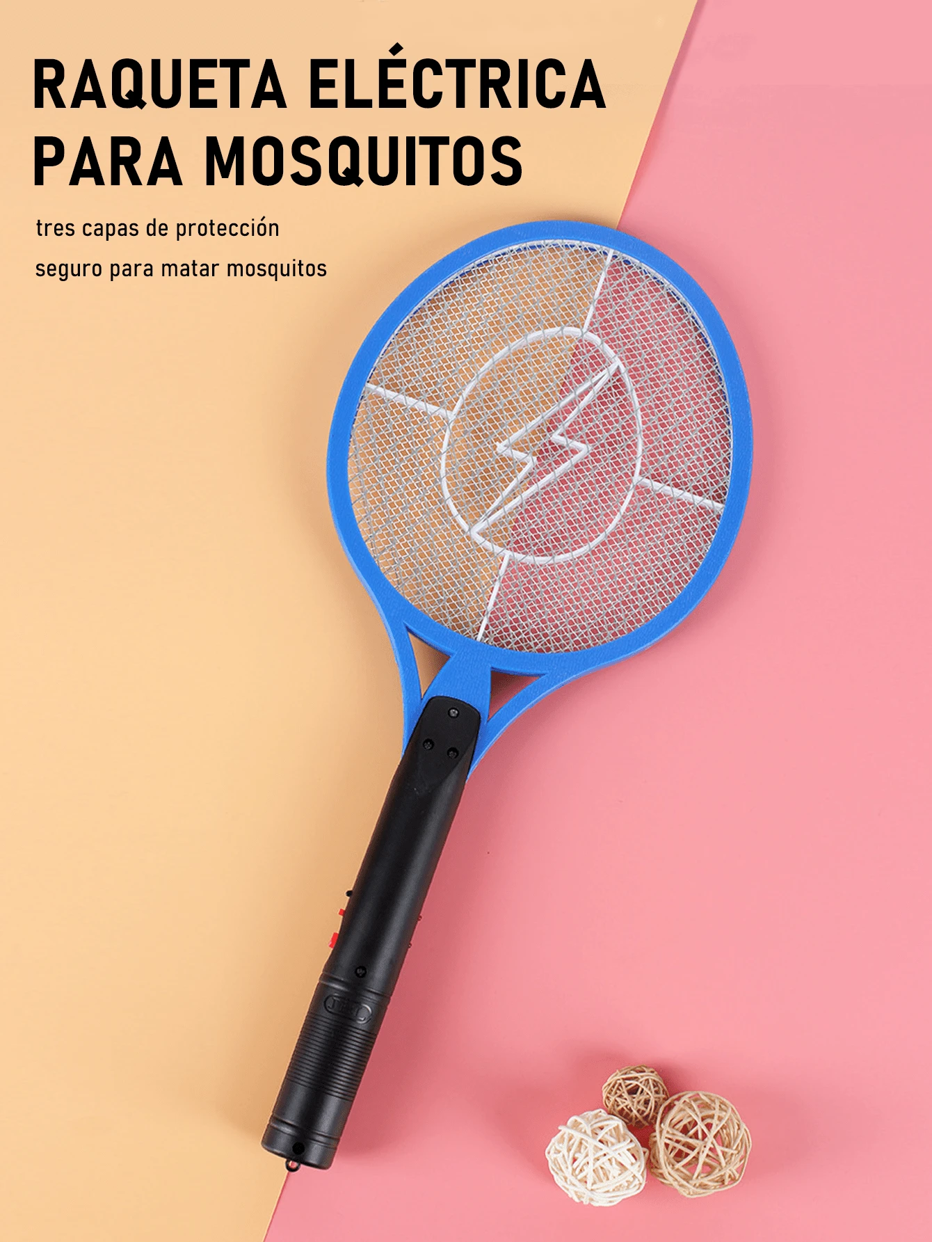 Raqueta contra mosquitos, moscas y más, matamoscas eléctrico para exteriores, inofensivo para los humanos, funciona con pilas, matamoscas eléctrico de mano, para interiores. - Recargable - Ver 1