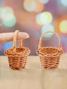 2pcs Handwoven Willow Picnic Basket With Handle, Lined Interior Suitable For Daily Storage, Multipurpose Basket Great For Kitchen, Outdoor Activities, Visits, Gifts And Decoration, Sturdy And Space-Saving - Basket - View 8