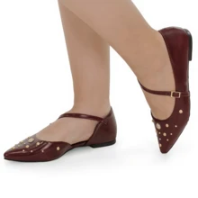 Women's Slingback Pointed Toe Flat Shoe Fashion Mule 6773 - Redwood - View 2
