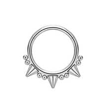 1 pieza Aro de nariz con bisagra de titanio G23, Aro de septum nasal de 18G 16G, Joyería de perforación corporal, Aro de cartílago de oreja - Plateado - Ver 12