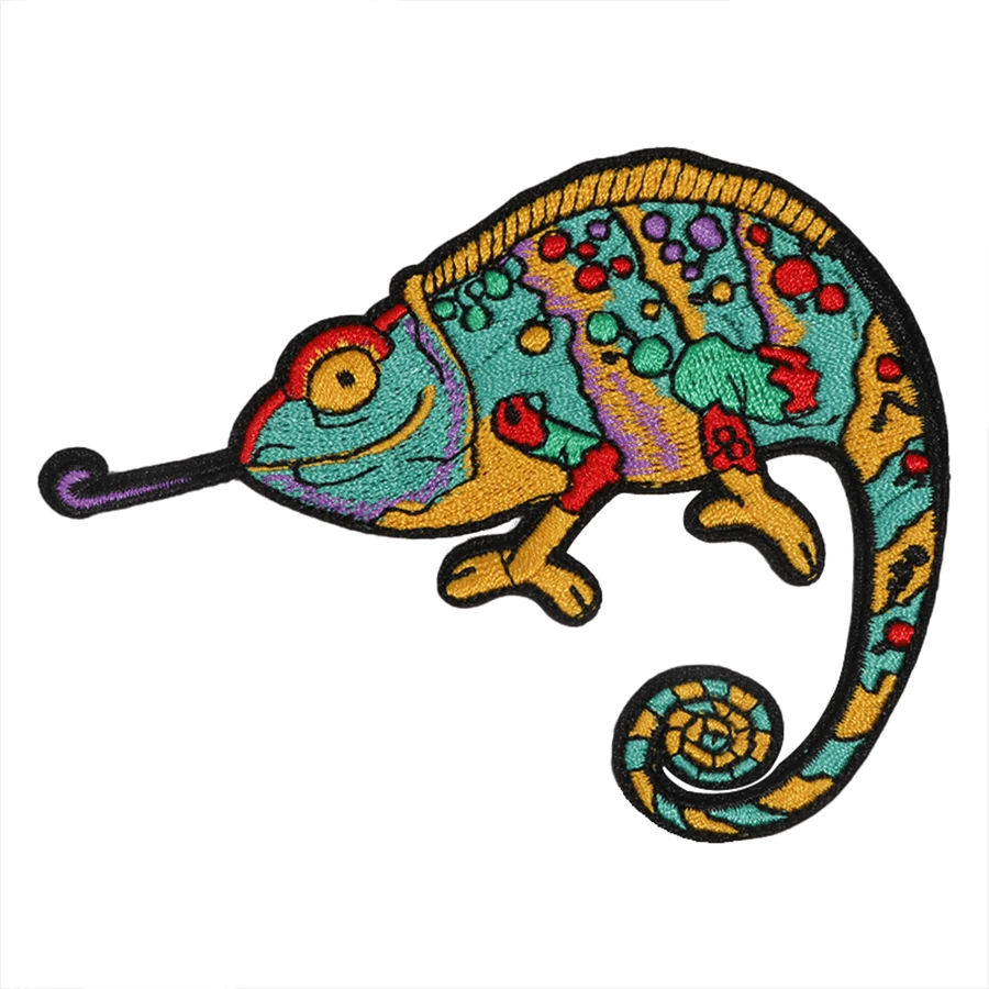 1pc Colorful Lizard Embroidered Patch, Chameleon Patch, Iron-On, Suitable For Backpacks, Hats, Jackets - Multicolor - View 1