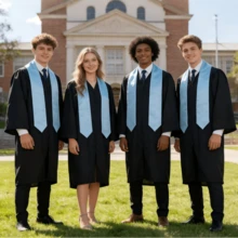 Bộ 1/2/4 bộ lễ phục tốt nghiệp bằng satin, lễ phục tốt nghiệp tiêu chuẩn dành cho người lớn, áo choàng tốt nghiệp, khăn choàng dự lễ tốt nghiệp dành cho người lớn, thiết kế tùy chỉnh, vật dụng thiết yếu cho mùa tốt nghiệp! - phong cách unisex - Xem 4