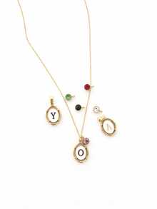 1 Pc Personalized Retro Minimalist Wedding Accessories, Letters A-Z Available, Birthstones To Prevent Fading. - Multicolor - View 3