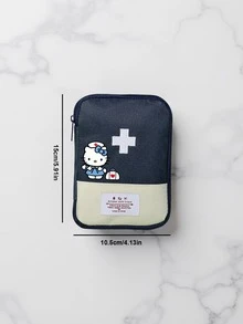 SANRIO 1个便携式医疗包急救包 - 红白相间旅行急救包，带十字架和人物图案，多用途，适用于旅行、办公室、家庭、户外，拉链封口，旅行必备药品包药盒药盒药瓶容器，医院包药品整理包药品收纳袋，邮轮必备度假必备旅行用品 - 彩色 - 查看 6