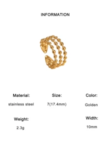 1pc Minimalist Chic Personalized Design Versatile Luxury Sense Gold-Plated Stainless Steel Polka Dot Geometric Open Ring, Suitable For Women's Daily, Party, And Date Wear - Open Ring - View 7