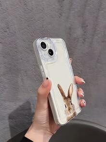 1 pieza Funda de teléfono suave y transparente con diseño minimalista y lindo de conejo gris, compatible con Apple 17/17 Pro/17 Pro Max/17 Air/16/16 Plus/16 Pro/16 Pro Max - Multicolor - Ver 4