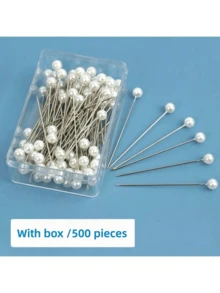 100/200/300/400/500支装缝纫针，圆头珍珠针，绗缝针，布艺针，适用于手工制作、缝纫、包边、珠宝配件装饰、婚礼珍珠花针 - C-白色 - 查看 18