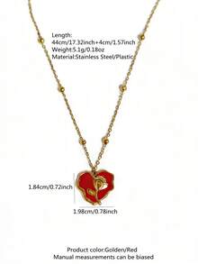 Dây chuyền mặt dây chuyền bằng thép không gỉ VceTd dành cho nữ, mặt dây chuyền hình trái tim bất đối xứng với thiết kế hoa hồng, thích hợp để đeo hàng ngày, đi làm, dự tiệc, hẹn hò, hoặc làm quà tặng cho người thân yêu hoặc bạn bè nữ. - Vàng - Xem 12