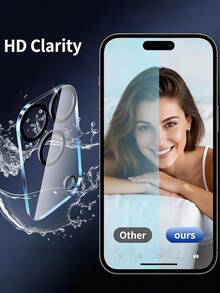 2 paquetes de protector de vidrio templado HD claro de 9H compatible con iPhone 17 Pro Max/17 Pro/17 Air/17/16 Pro Max/15 Pro Max/14 Pro Max/13 Pro Max/12 Pro Max/11 Pro Max, cobertura completa de la lente, a prueba de roturas, anti-arañazos, anti-huellas dactilares, sin interferencia en la toma nocturna, compatible con funda - transparente - Ver 3