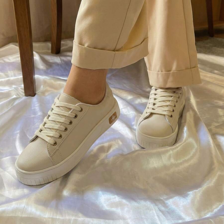 Women's Ultra Comfortable Casual Sneakers | Stylish Modern Urban Design, Casual Lace-Up Outdoor - 米色 520 - 查看 1