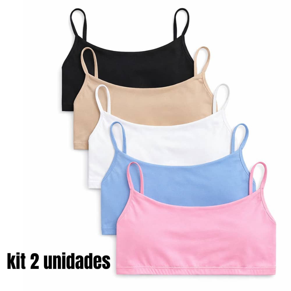 Set Of 2 Teen Girls' Reinforced Top Bras Without Padding - 粉色 - 查看 1