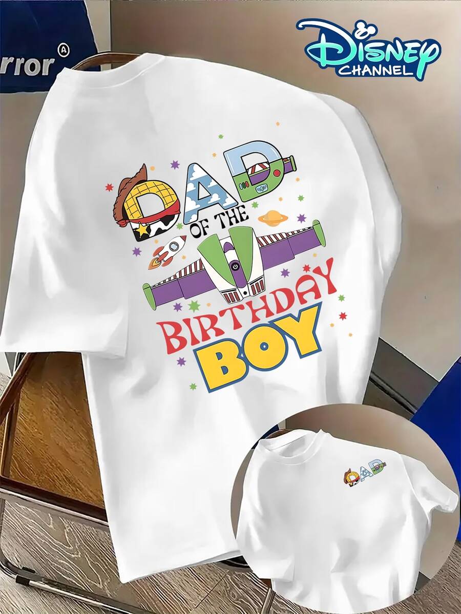Disney Toy Story DAD Car Pattern Sweatshirt For Men, Regular Fit, Machine Washable, Suitable For Autumn And Winter Casual Wear, Features Cartoon Character Design, Comfortable Fabric, Detailed Description, Easy Care, And Makes A Great Gift. - trắng - Xem 1