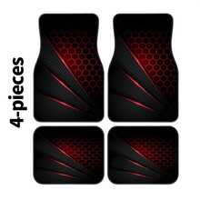 4pcs Set Red & Black Geometric 2D Line Pattern Car Floor Mats, Suitable For All Seasons, Fashionable , Easy To Clean, Fits All Car Models, Great Gift - Multicolor - View 13
