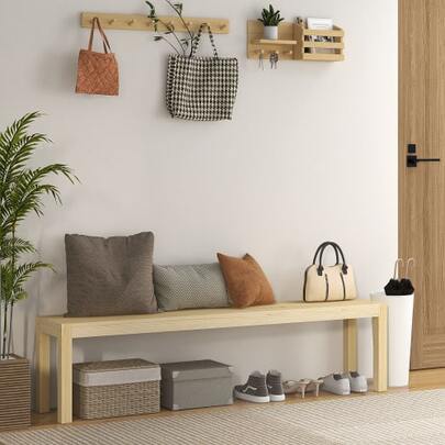 Trio Bench, Rustic Style, Sturdy Wooden Bench, Kitchen Worktop, Load Capacity Up To 330 Kg, Natural Colored Pine Wood, Ideal For The Dining Room And Garden