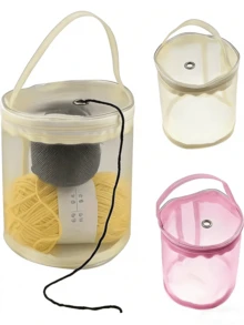1 Peça Bolsa de Armazenamento de Crochê Multiuso de Grande Capacidade - Organizador Portátil Oco com Alça e Cordão, Design Cilíndrico Economizador de Espaço Bolsa de Armazenamento para Viagem - Multicolorido - Visão 2