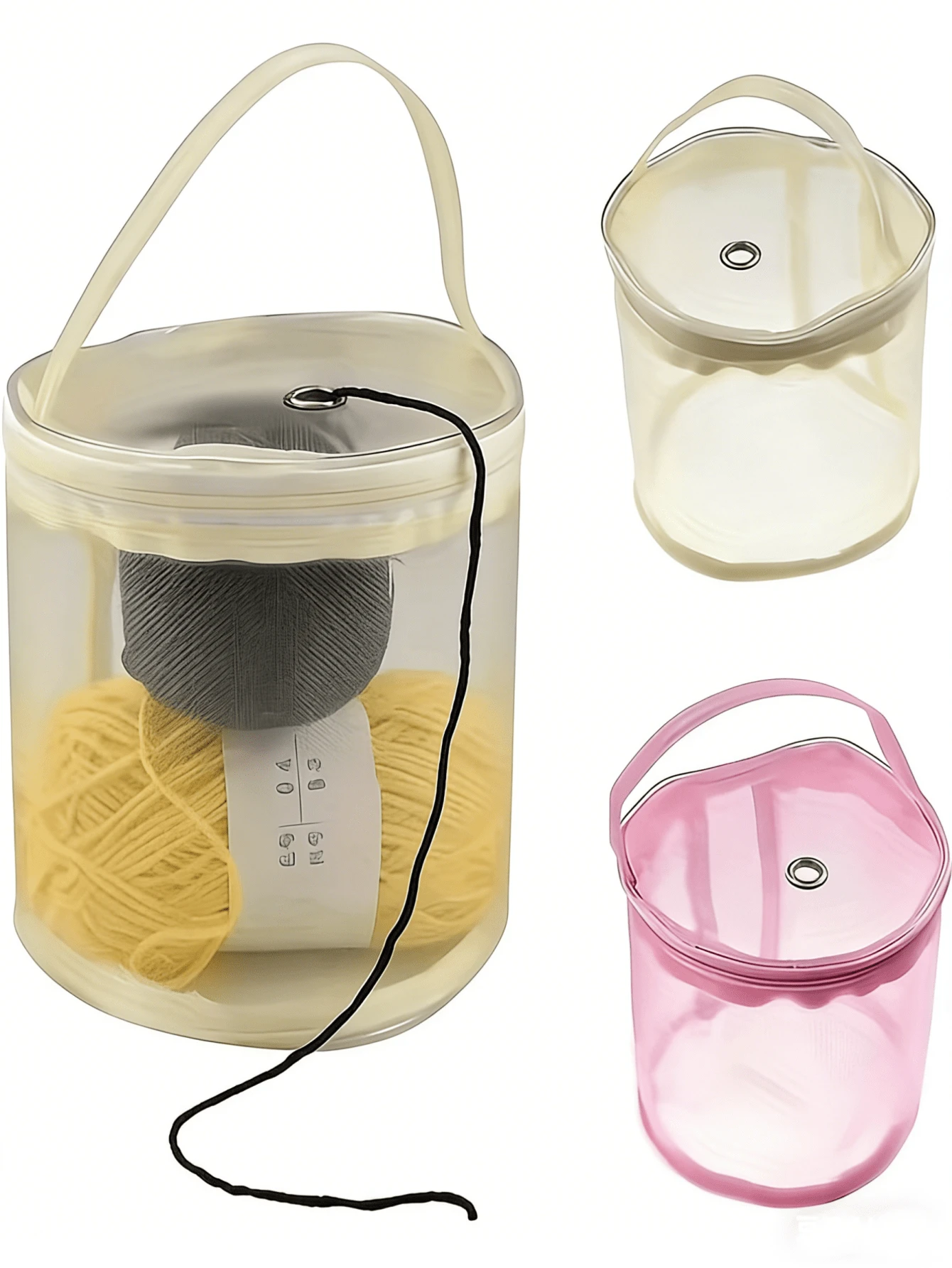 1 Peça Bolsa de Armazenamento de Crochê Multiuso de Grande Capacidade - Organizador Portátil Oco com Alça e Cordão, Design Cilíndrico Economizador de Espaço Bolsa de Armazenamento para Viagem