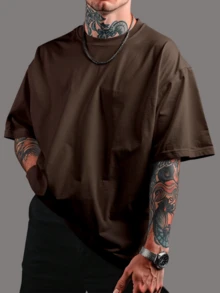Premium Basic Oversized Streetwear T-Shirt, Plain, 30.1 Combed Cotton. - Rỉ Nâu - Xem 9