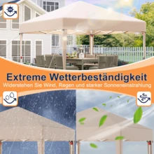 DEVOKO 3x3m Folding Pavilion With 4 Removable Side Panels, Foldable Garden Tent, Waterproof And Stable, Height Adjustable Party Tent, UV Protection 50+, For Camping - Beige - View 4