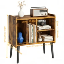 Soporte para reproductor de discos de mediados de siglo, soporte para gabinete de discos de vinilo con almacenamiento de hasta 100 álbumes, mesa de reproductor de discos para sala de estar - Granate - Ver 3