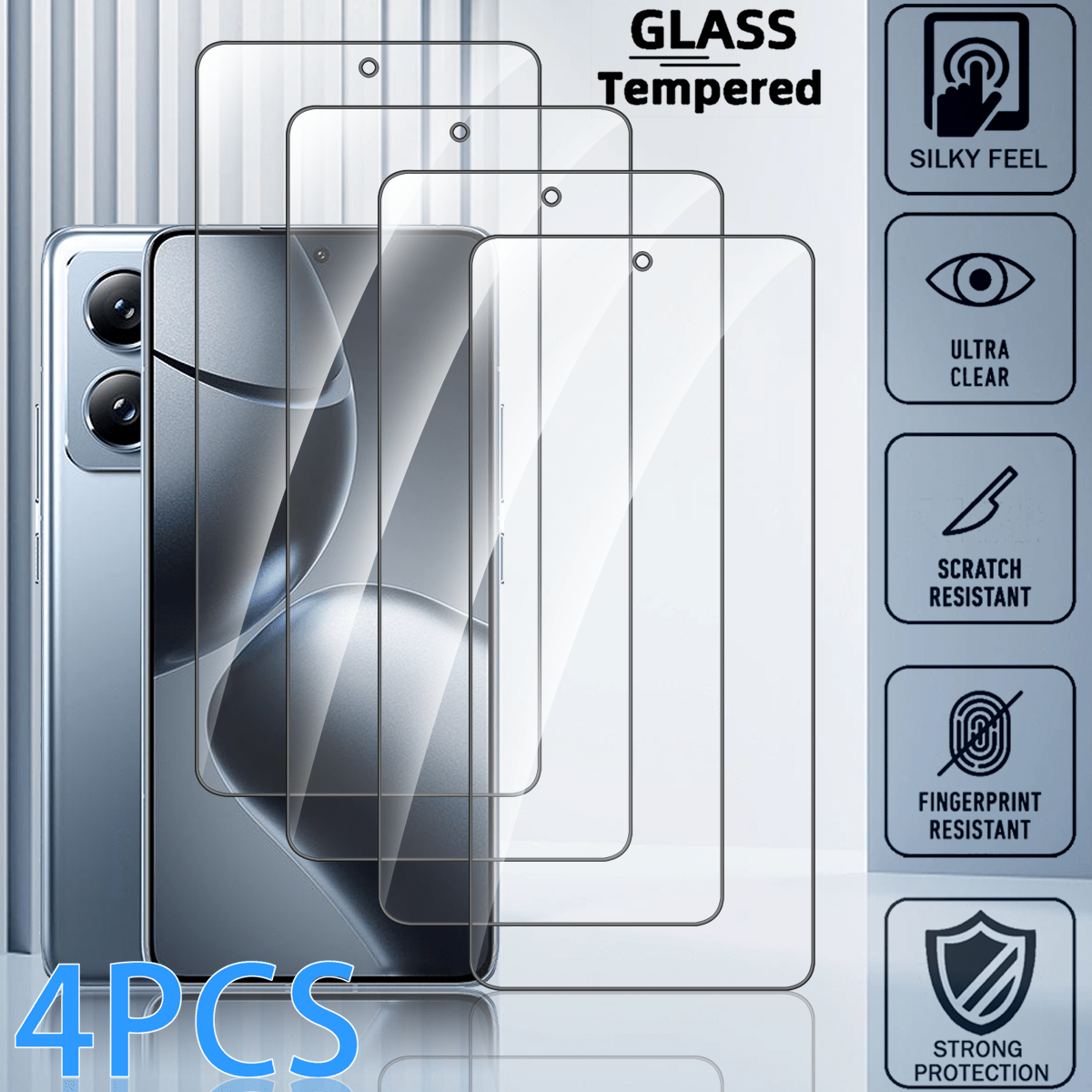 4pcs Full Coverage Tempered Glass Screen Protector, High Hardness Durable Easy Installation Glass Film For Xiaomi , Edge-To-Edge Phone Screen Protector, High Definition Screen Protector For Xiaomi - Clear - View 27