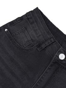 Women's High Waist Elastic Skinny Jeans, Tummy Control And Lift, Pull-On Style With Pockets - Dark Grey - View 10